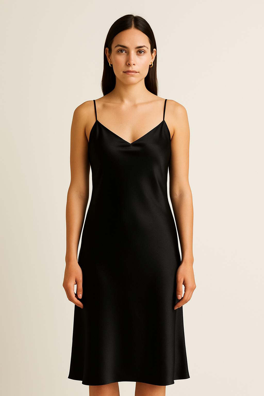 Black Satin Slip Dress