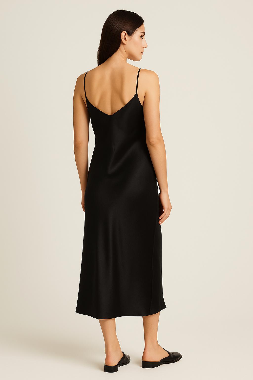 Black Satin Slip Dress