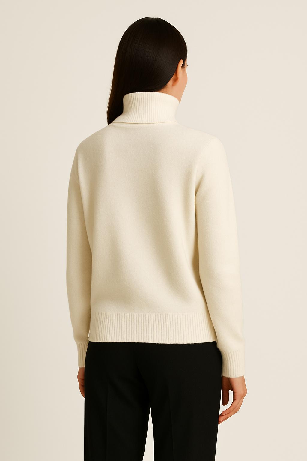 Ivory White Cashmere Turtleneck Sweater