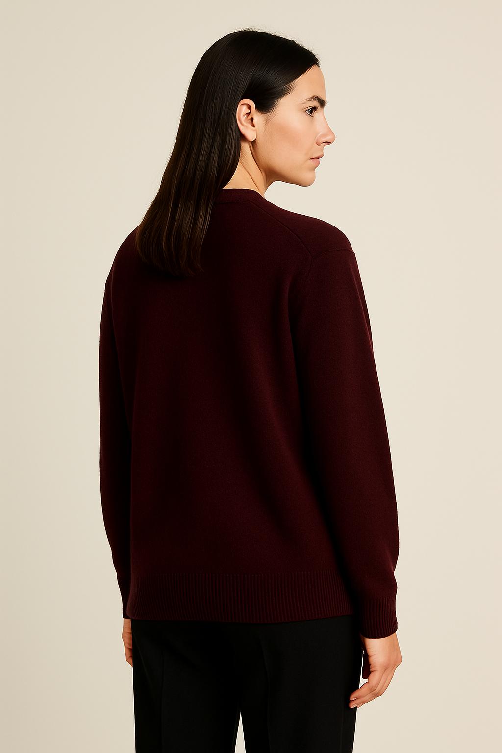 Wool-Blend Cardigan in Burgundy