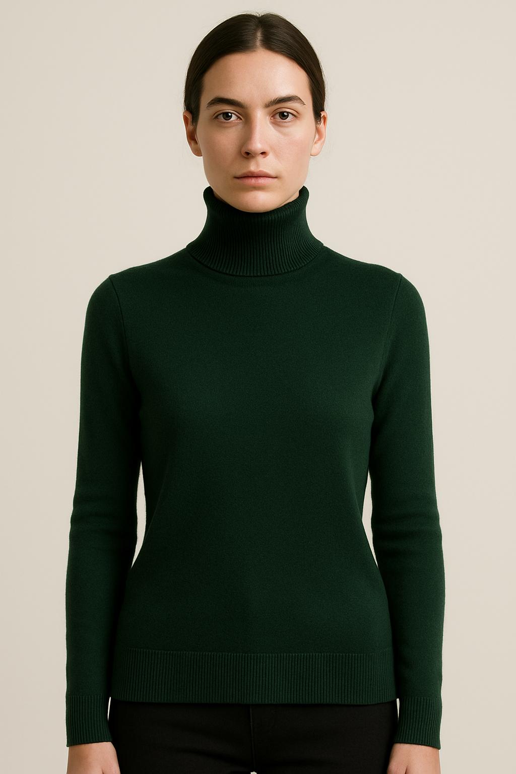 Fine-Knit Turtleneck Sweater in Deep Navy