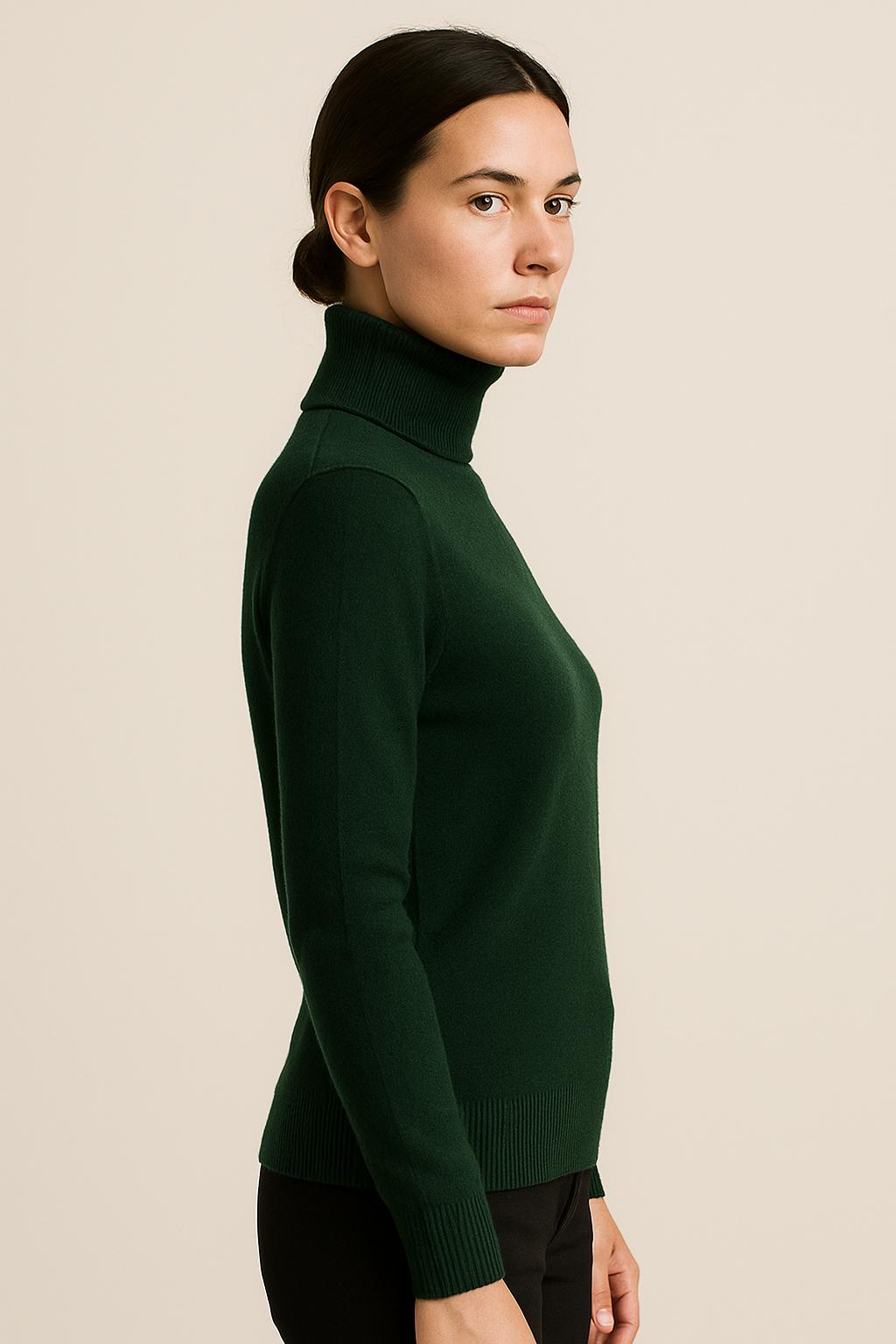 Fine-Knit Turtleneck Sweater in Deep Navy