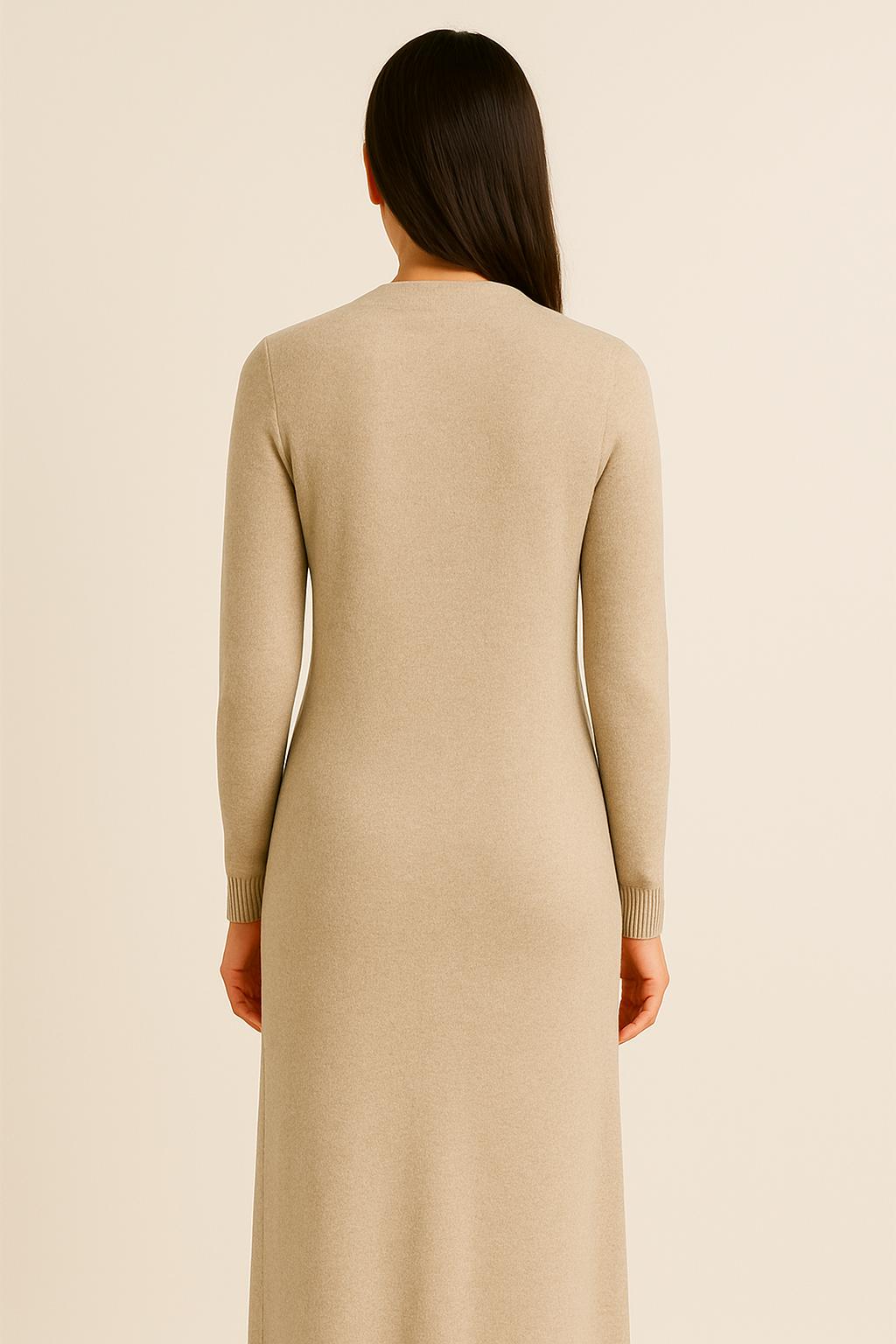 Soft Knit Maxi Dress in Oatmeal Beige