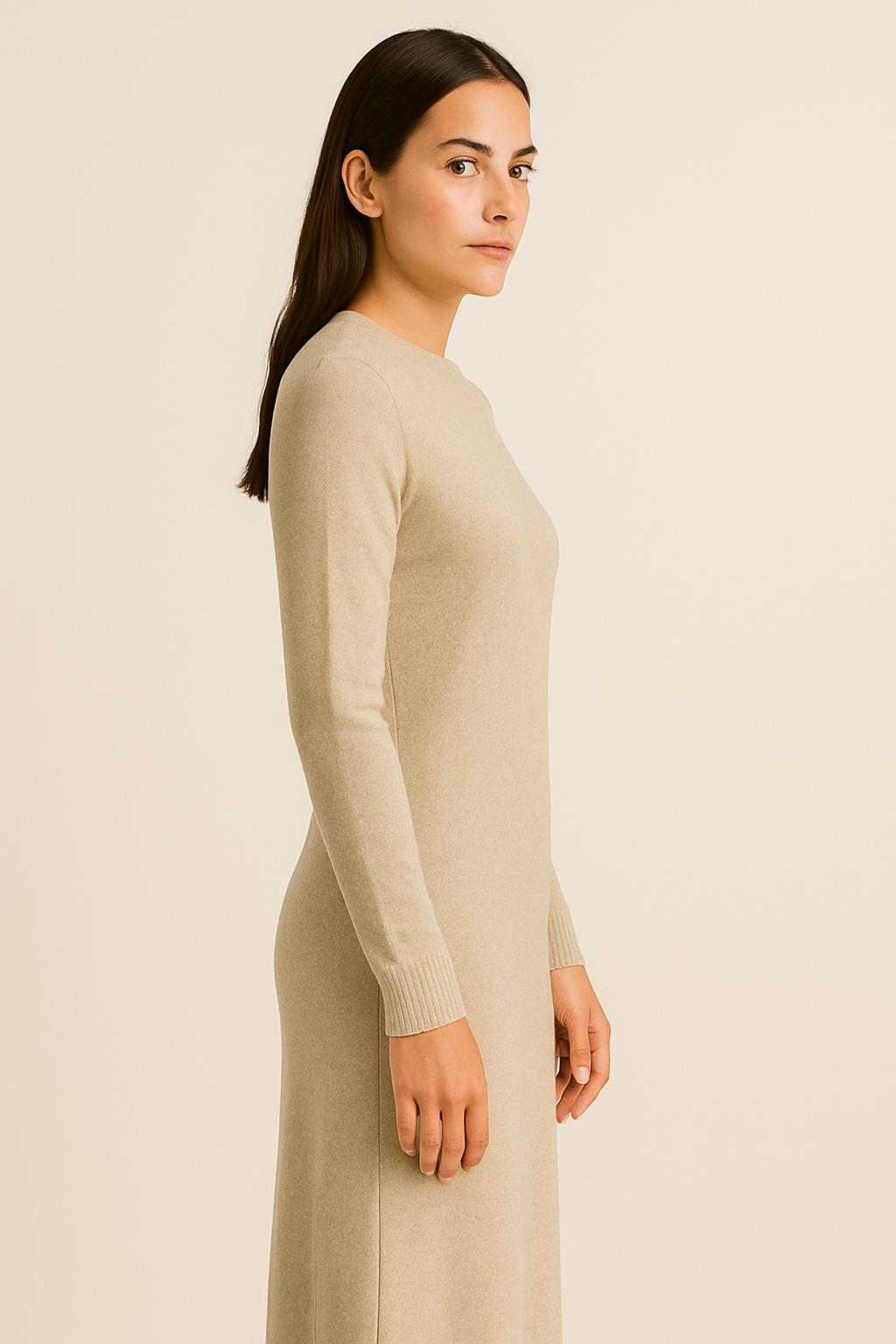 Soft Knit Maxi Dress in Oatmeal Beige