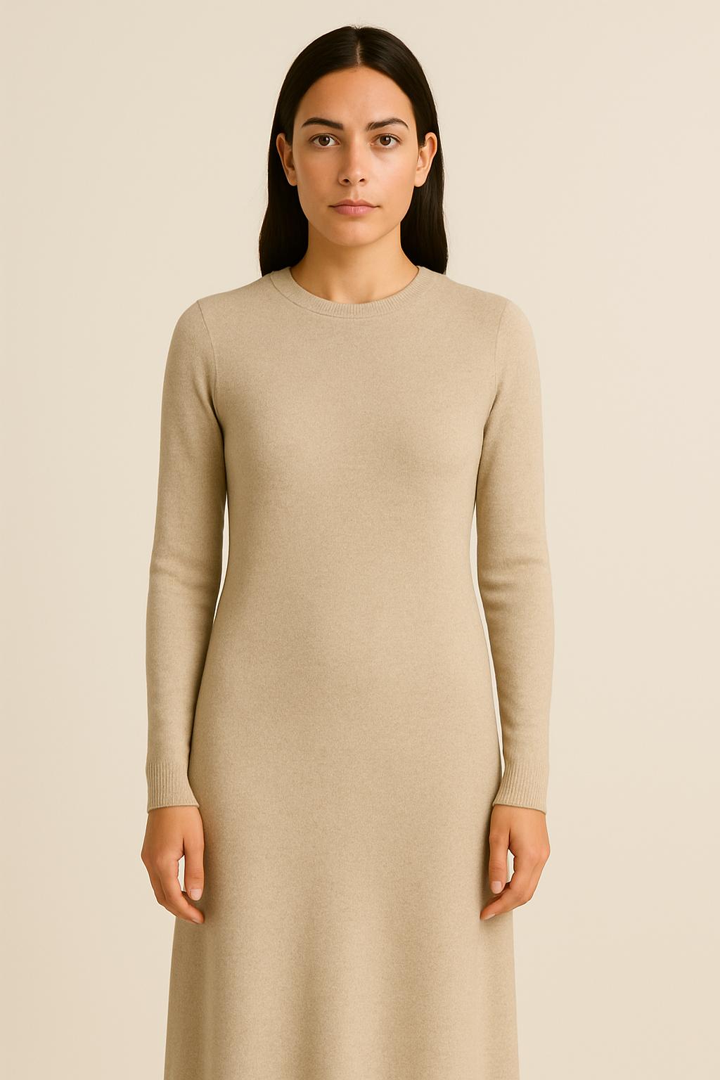 Soft Knit Maxi Dress in Oatmeal Beige